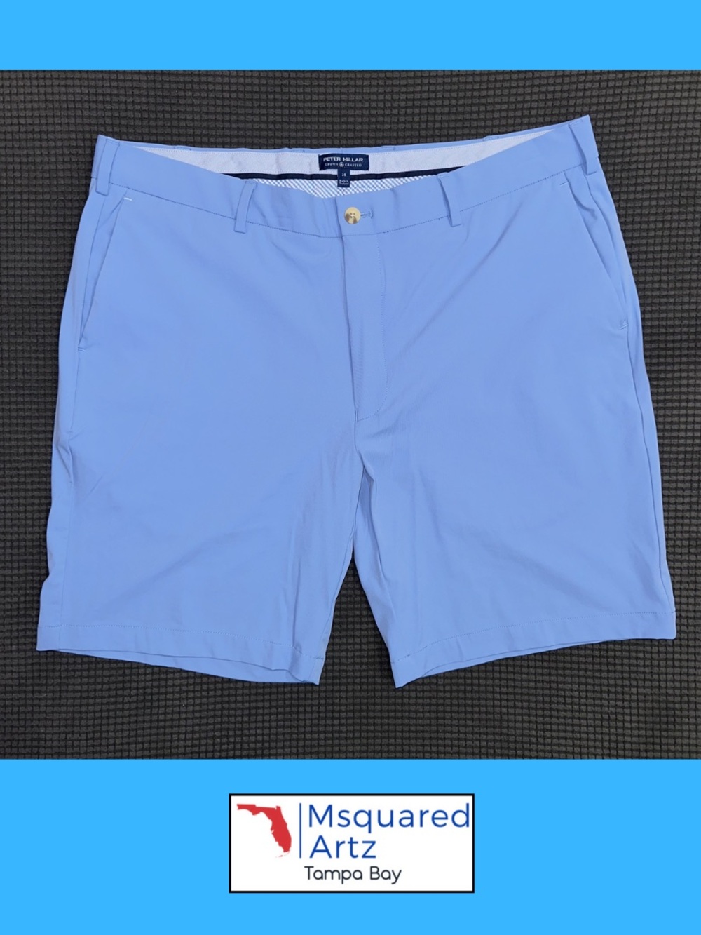 Peter Millar Crown Crafted Golf Shorts Mens 38 Blue Stretch Performance
